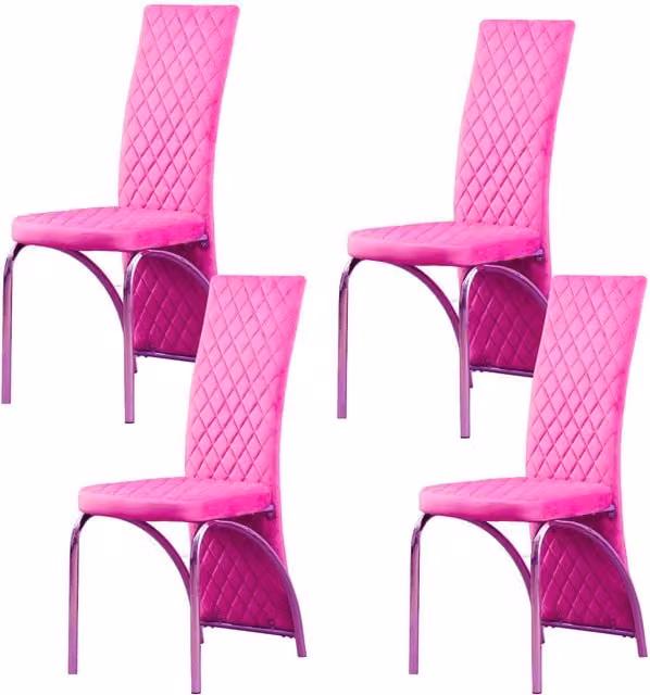 Modernique Set of 4 Irine Pink Velvet Dining Chairs with Metal Cantilever Base – 1