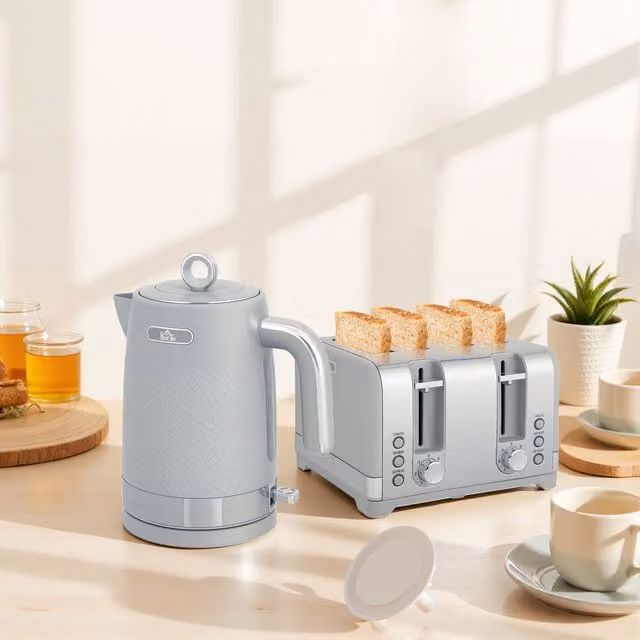 HOMCOM Kettle and Toaster Set in Grey