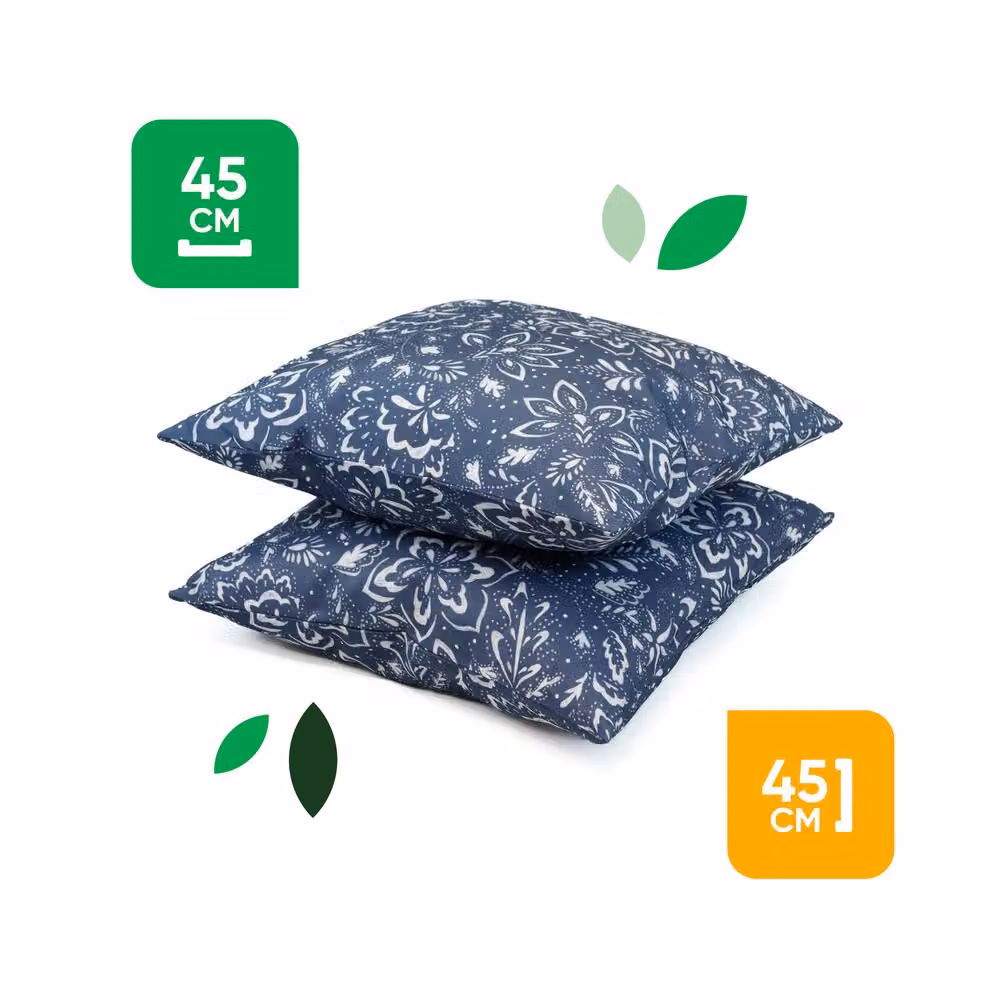 Gardenwize Pack of 2 Hampton Blue Floral Printed Square Outdoor Scatter Cushions – 2