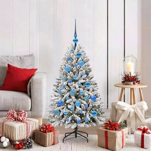 Berkfield Home Artificial Christmas Tree in Green and White, Height: 120 cm – 1