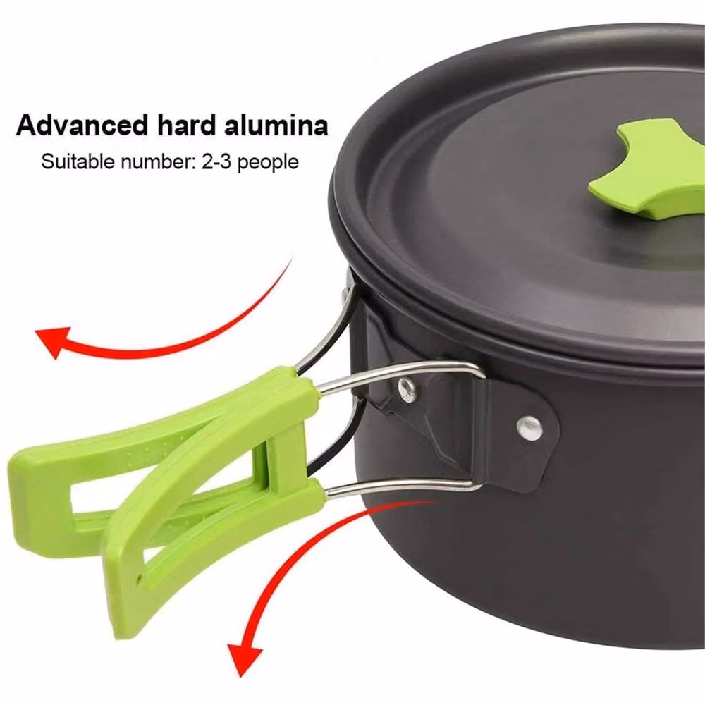 Nordara Non-Stick Portable Camping Folding Pot and Pan Set with Kettle, Dark Grey, W: 100 cm, H: 80 cm – 4