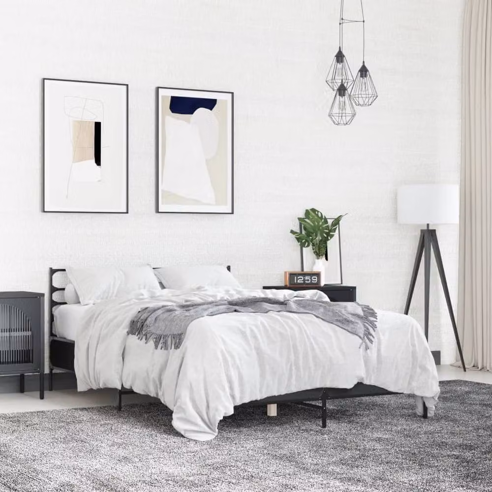 Berkfield Home Modern Bed Frame in Black, W: 140 cm, L: 200 cm – 2