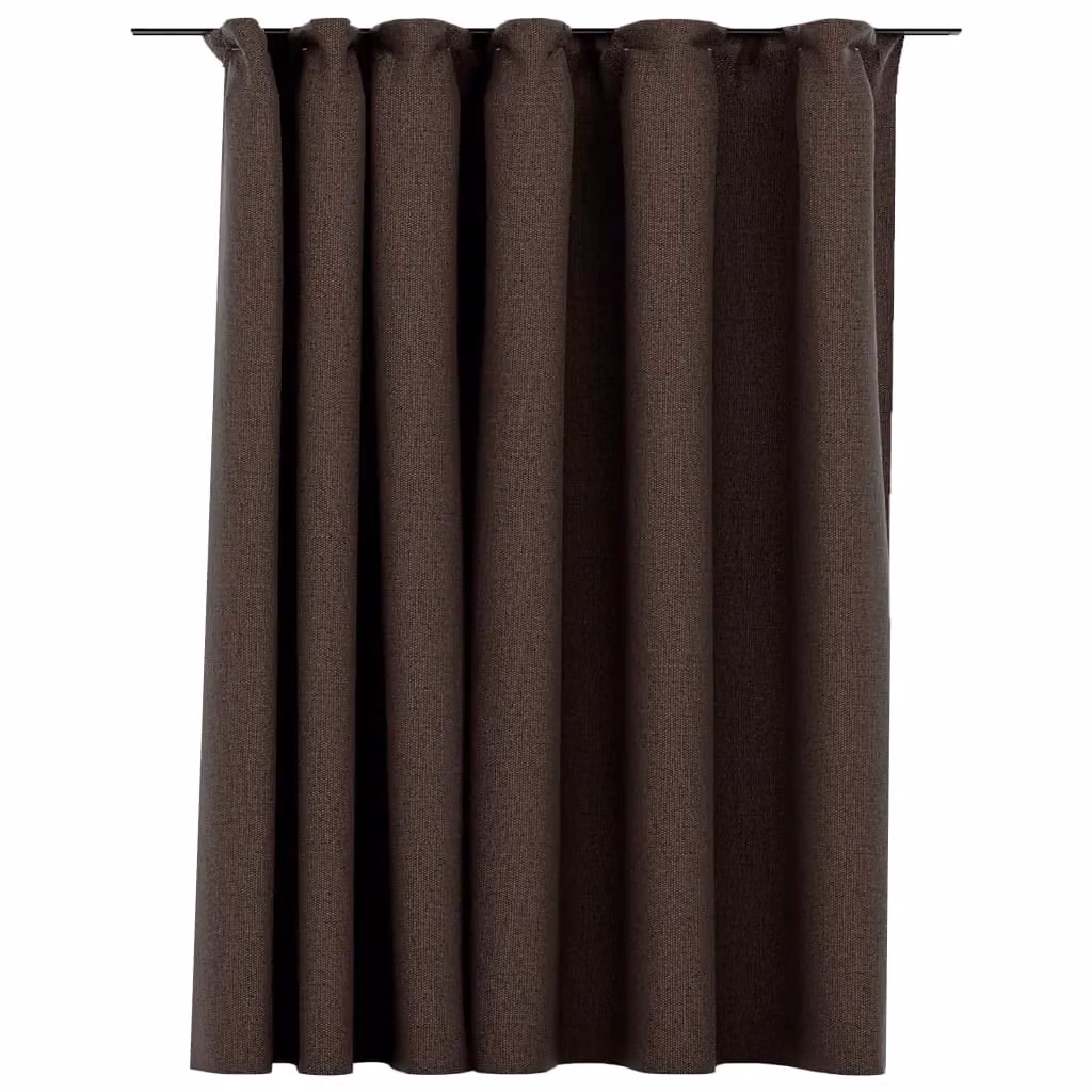 Berkfield Linen-Look Blackout Curtain with Hooks, Taupe, W: 290 cm, H: 245 cm – 2