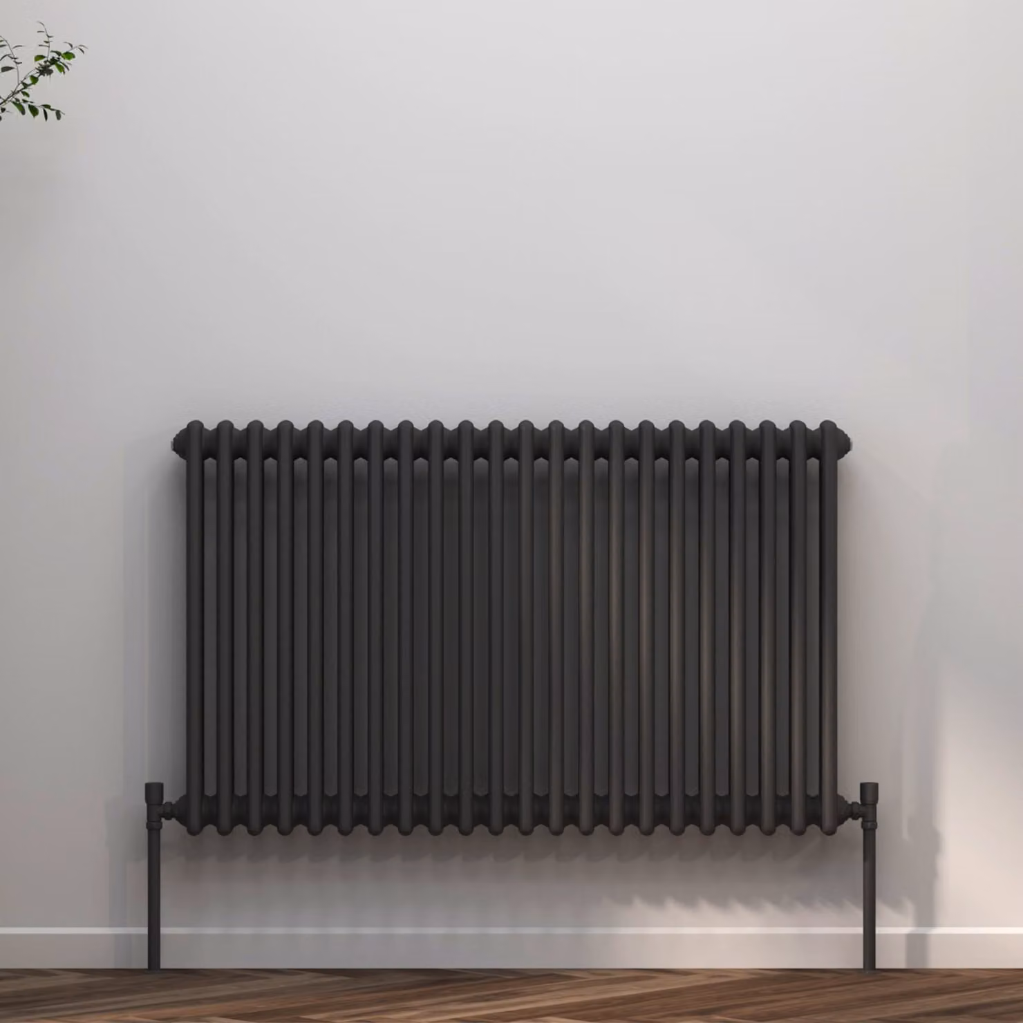 Fluxx Anthracite Horizontal Double Column Wall Mounted Radiator, H: 60 cm, W: 101 cm
