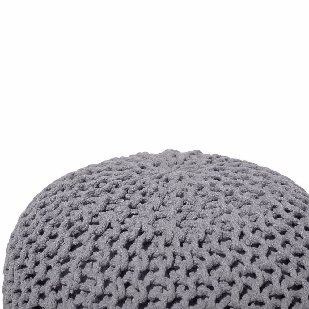 Wyld and Coco Grey Knitted Cotton Pouf, W/D/H: 50 x 35 x 35 cm – 4