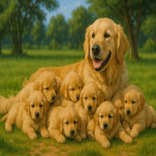 Syntego Golden Retriever and Puppies DIY Paint by Numbers Multicolour Acrylic Canvas Kit for Adults