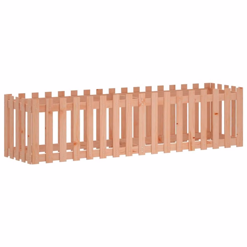 Berkfield Home Garden Raised Bed with Fence Design in Brown Solid Wood W/D/H: 200 x 50 x 50 cm – 3
