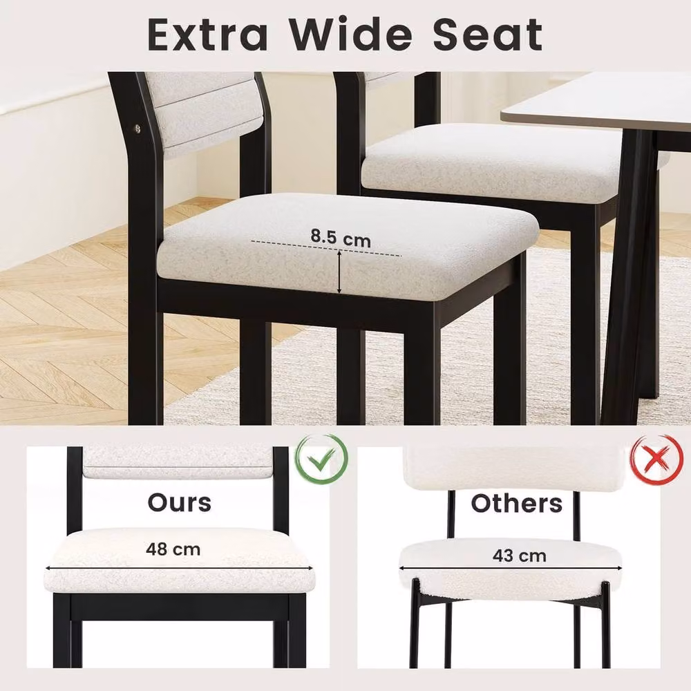 FORGEVIO Set of 2 Armless Side Chairs in White Imitation Lamb Fleece with Rubberwood Legs – 5