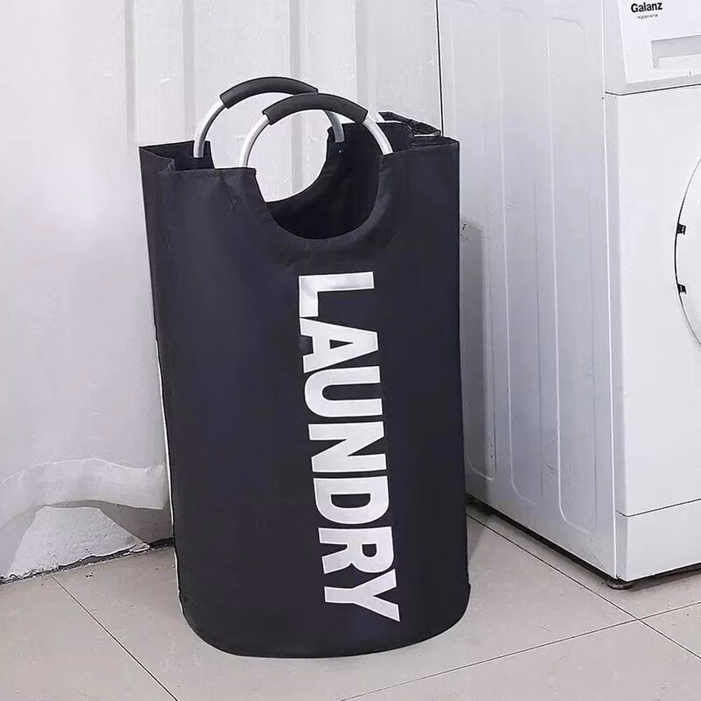 Kelvenix Black Collapsible Laundry Hamper with Handles, Fabric and Aluminium Construction – 3
