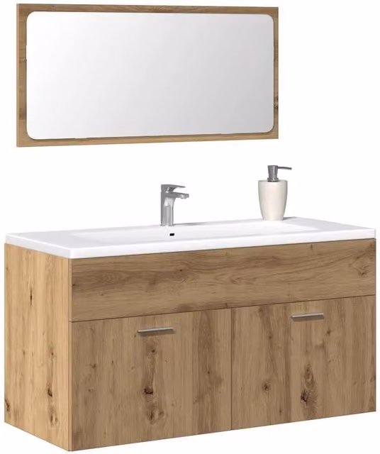 Berkfield Home Wall Mounted Modern Bathroom Cabinet with Mirror in Artisan Oak Brown – 1