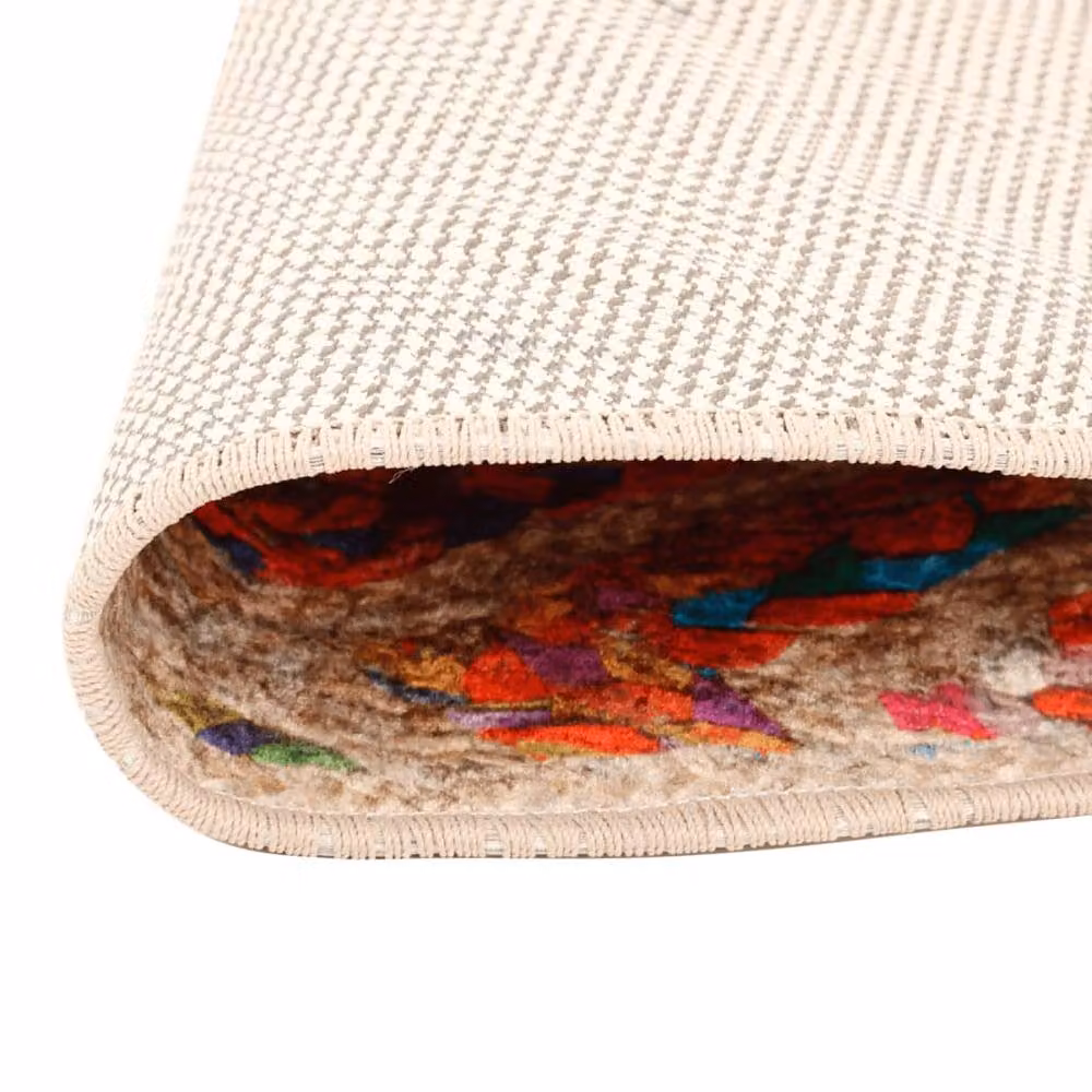 Berkfield Home Washable Multicolour Boho Round Anti Slip Rug, Diameter: 100 cm – 2