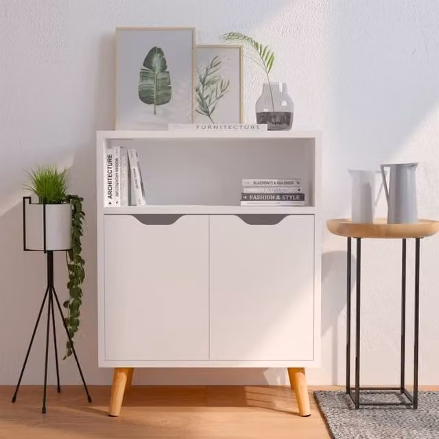 Berkfield Home Mid Century White Matt MDF Sideboard W/D/H: 60 x 30 x 72 cm – 1