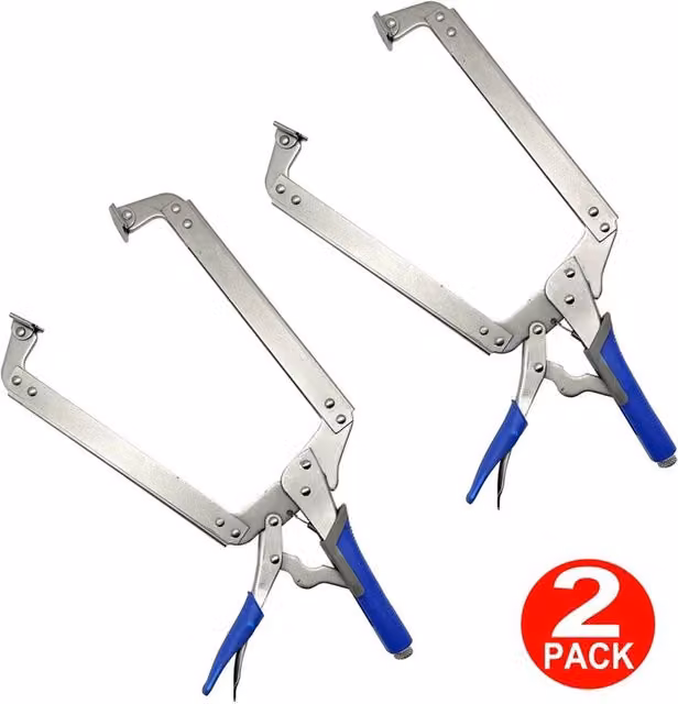 Nordara 2-Piece Large Carbon Steel Locking C-Clamps in Silver, 100 cm – 1