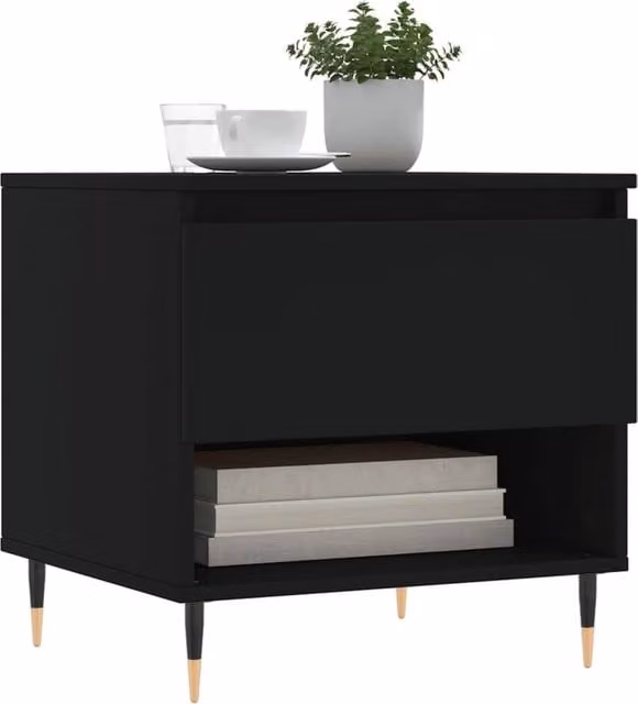 Berkfield Home Modern Black Coffee Table Set of 2, W/D/H: 50 x 46 x 50 cm