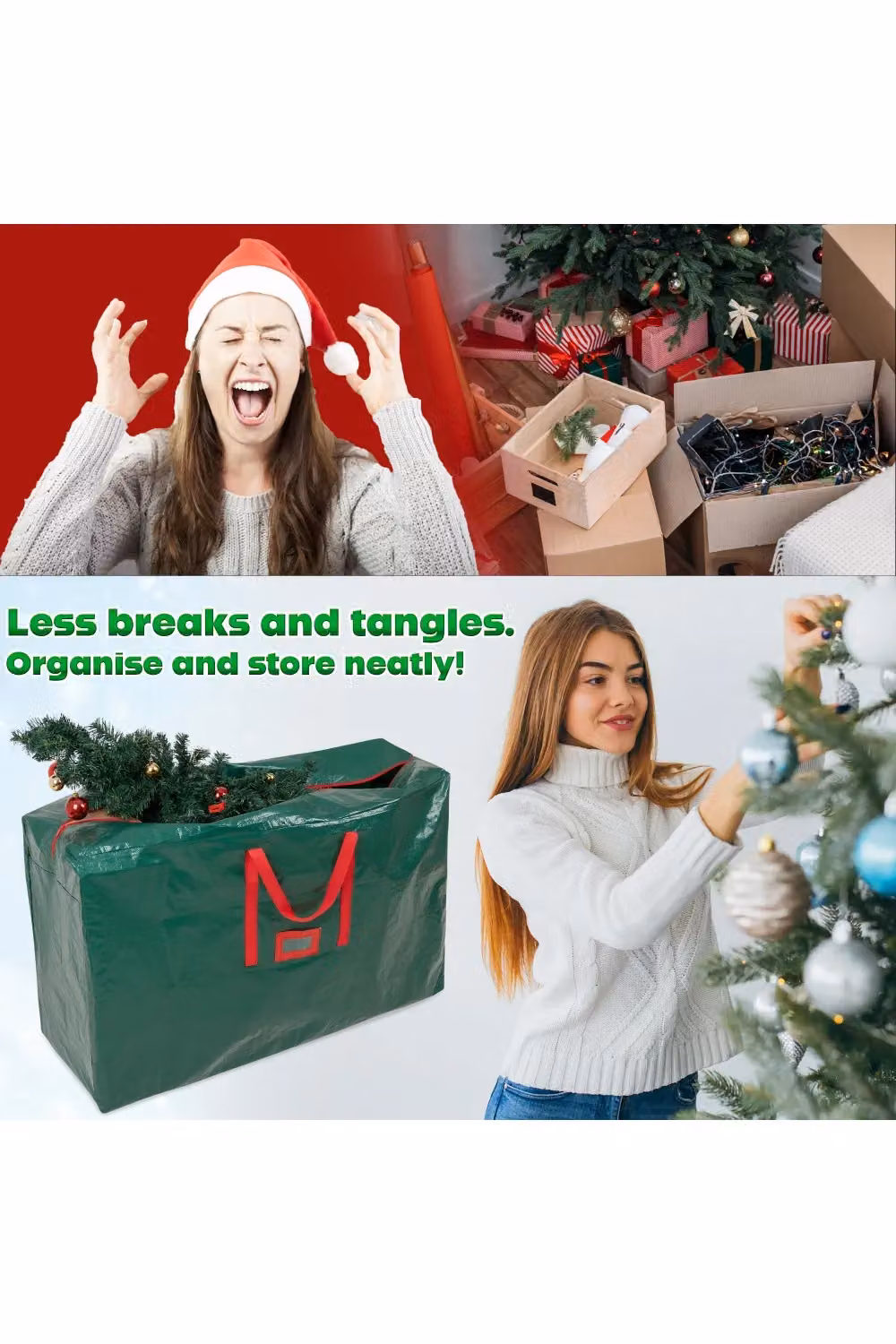 Deco Express Christmas Tree Storage Bag in Green, W/D/H: 38 x 76 x 38 cm – 7