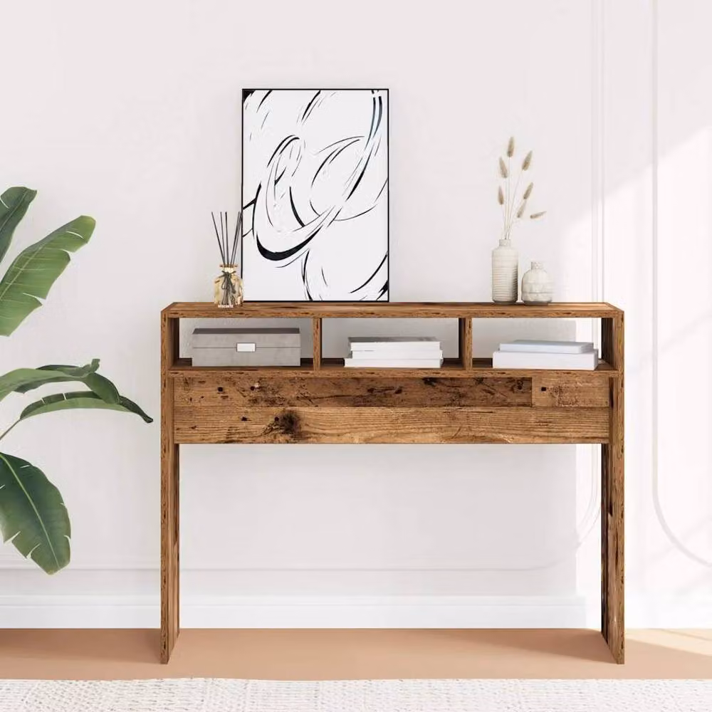 Berkfield Home Decorative Console Table in Brown Old Wood, W/D/H: 105 x 30 x 80 cm – 2