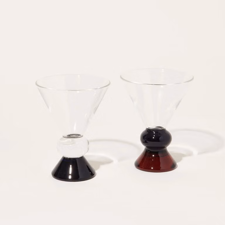 Sophie Lou Jacobsen Totem Paris Cocktail Glasses in Pink, Blue and Transparent