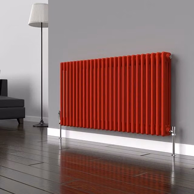 Lux Heat Horizontal 3 Column Steel Radiator in Poppy Red, W/H: 119 x 60 cm