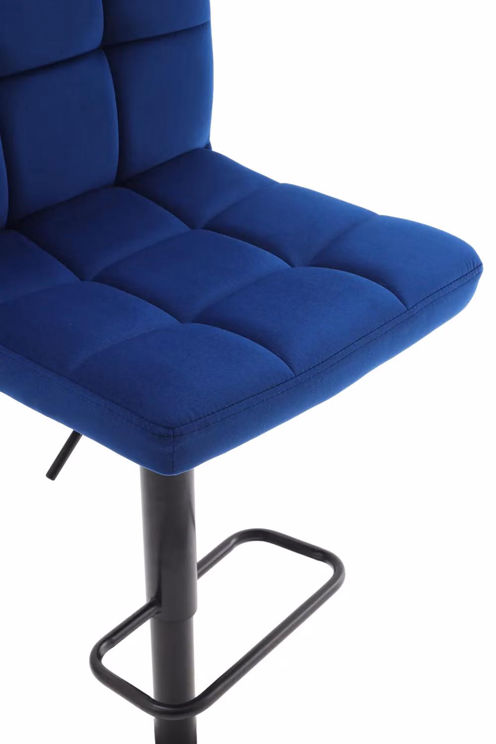 Living and Home Set of 2 Blue Velvet Grid Upholstery Bar Stools with Backrest and Adjustable Height – 6