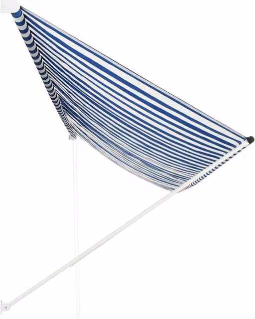 Berkfield Home Retractable Striped Awning in Blue and White, W/D/H: 400 x 150 cm – 1