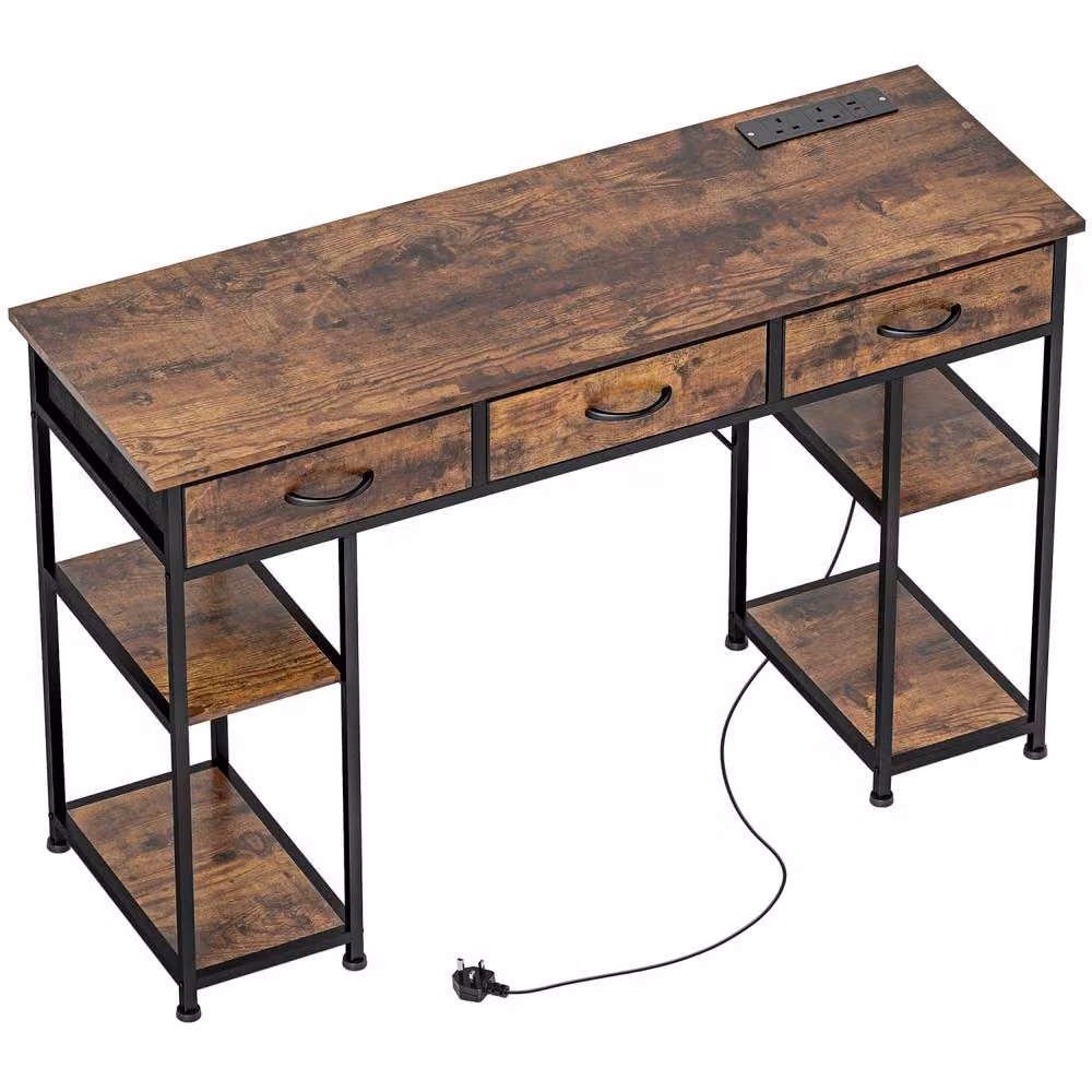 Wyld Haus Hariva Home Office Computer Desk in Rustic Brown, W: 120 cm, H: 76 cm – 2