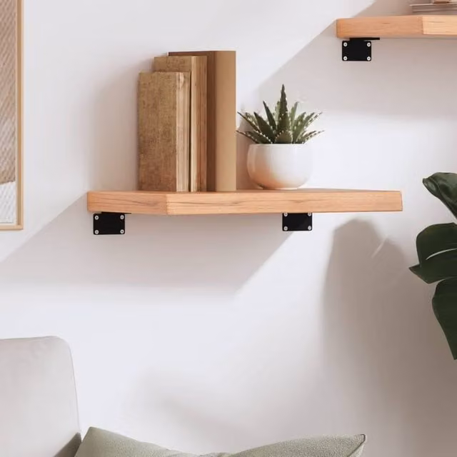 Berkfield Home Wall Mounted Oak Wood Shelf in Light Brown, W/D/H: 40 x 20 x 4 cm – 1
