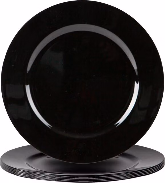 Argon Tableware Metallic Melamine Charger Plates, Black and Gold, Pack of 6, Diameter: 33 cm – 5