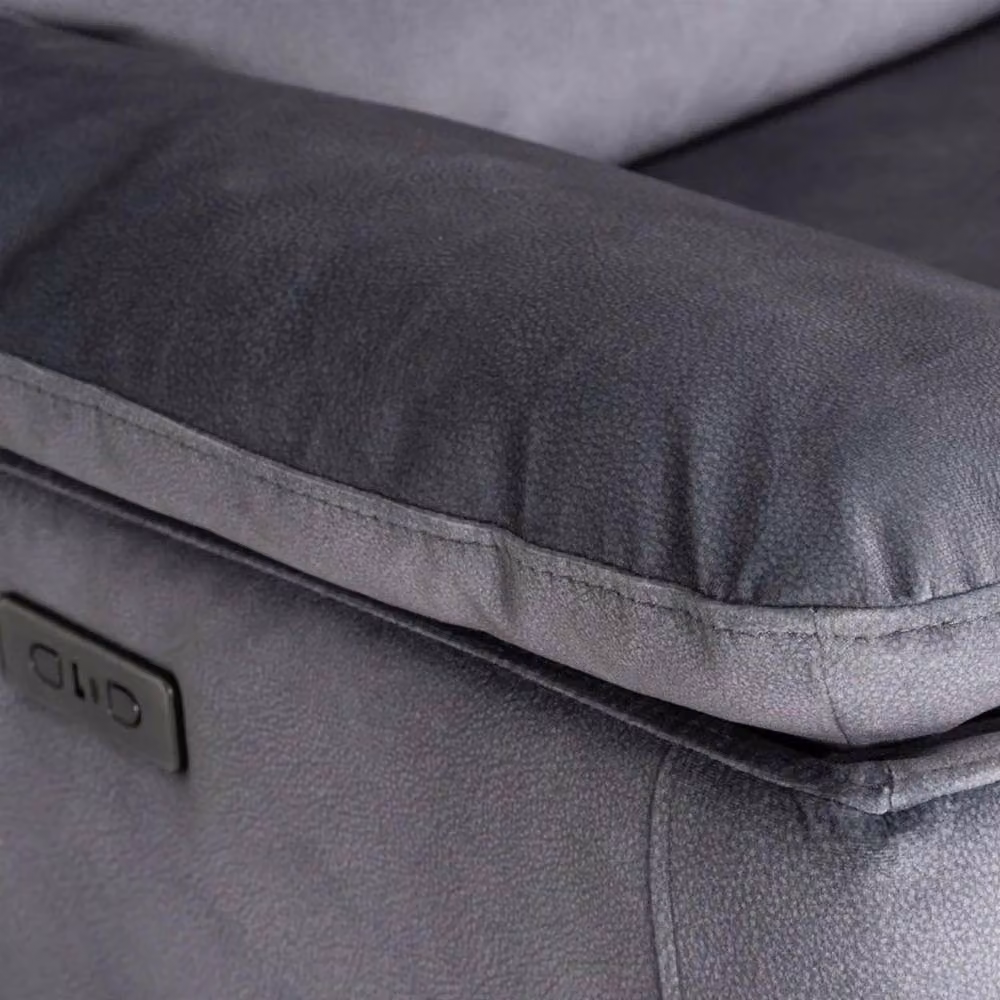 Furnishings For Less UK Tilly Electric Reclining Sofa Suite (3 + 2 Seater) in Charcoal Black Microfibre Fabric with USB Charging – 2