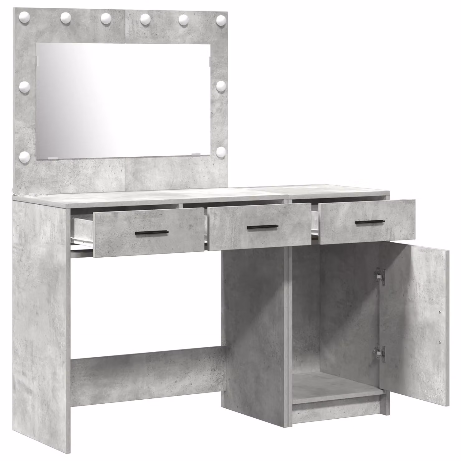 Berkfield Home 2-Piece Modern Dressing Table Set with LED in Grey Matt MDF – 2