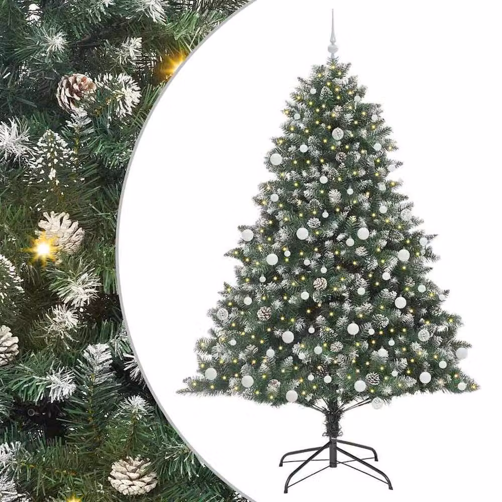 Berkfield Home Modern Artificial Christmas Tree in Green, W/D/H: 140 x 140 x 210 cm – 3