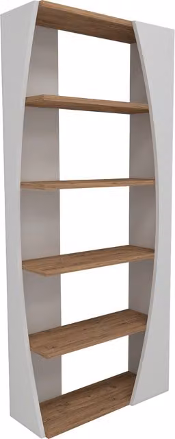 Destina Home Nestor Bookcase with 5 Tier Open Shelves in White and Brown