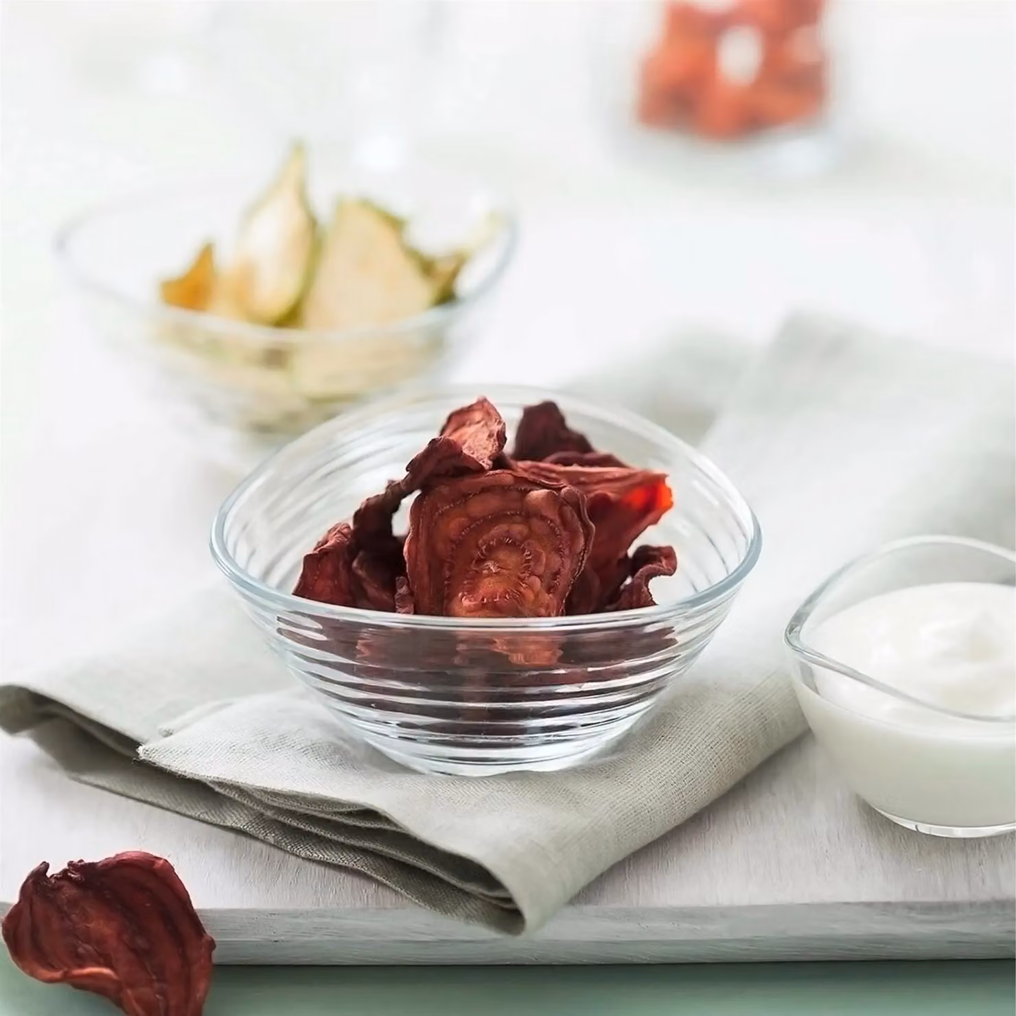 LAV Derin Striped Glass Serving Bowls, Transparent, Pack of 12 – 3