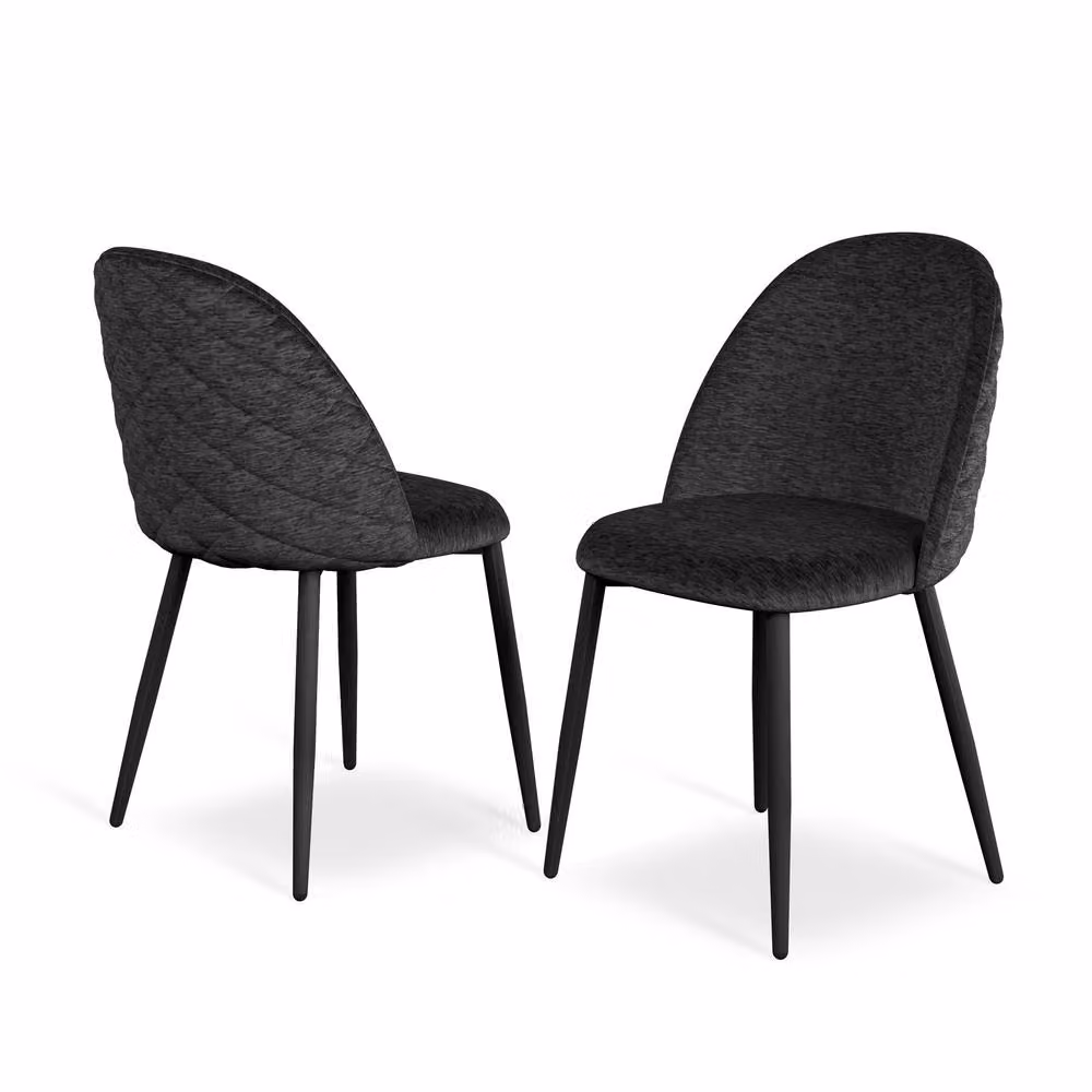 More4Homes Arlo Black Round Dining Table and Raye Black Velvet Dining Chairs Set of 6, W: 120 cm, H: 75 cm – 4