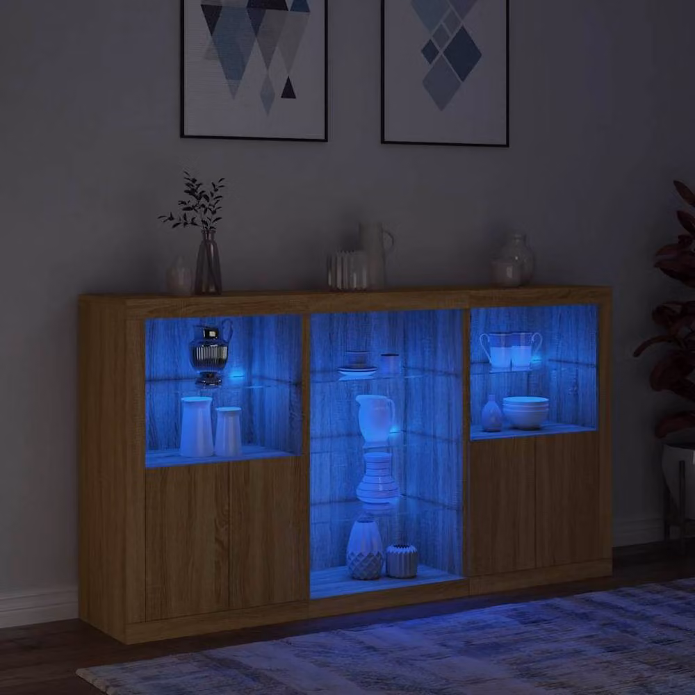 Berkfield Home Sonoma Oak Sideboard with Integrated LED Lights in Light Tan, W/D/H: 181.5 x 37 x 100 cm – 4