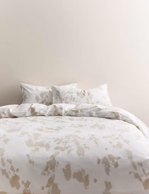 M&S Cotton Rich Cow Print Duvet Cover Set, Multicolour and Beige, W: 180 cm, H: 200 cm