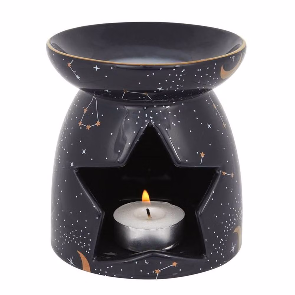 Uniqueful Purple and Gold Constellation Geometric Ceramic and Metal Tabletop Oil Burner – 3
