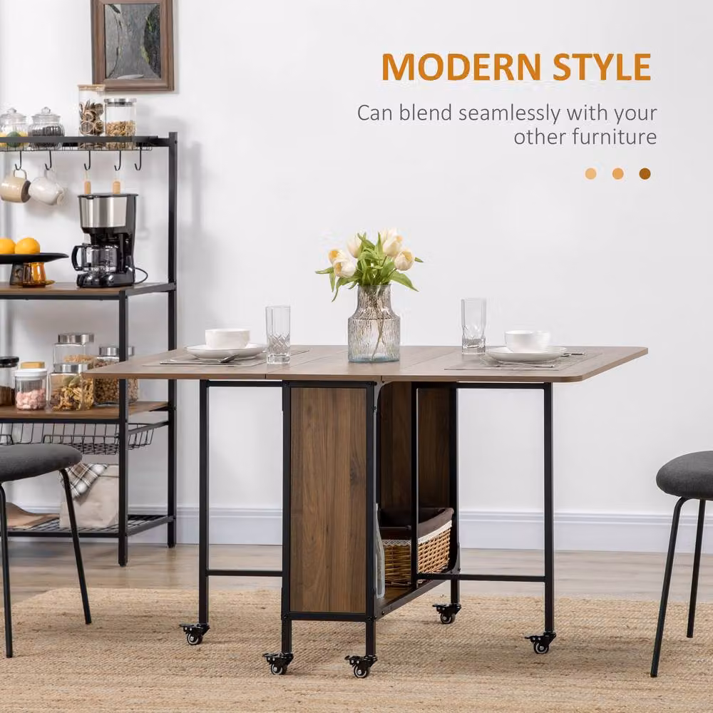STILVORA Modern Brown Extendable Drop Leaf Dining Table – 4