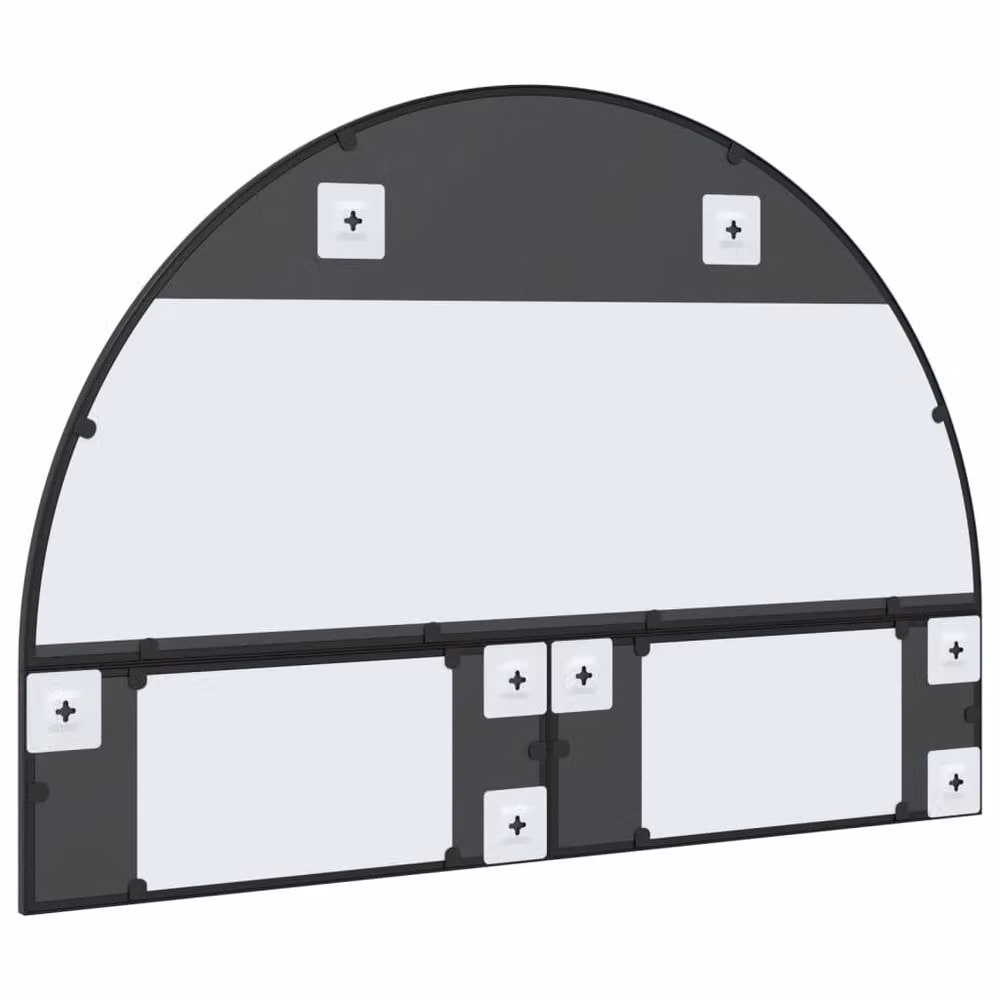 Berkfield Home Black Arch Wall Mirror with Metal and Glass Frame W: 100 cm, H: 70 cm – 3
