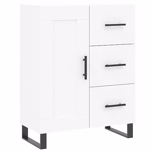 vidaXL Modern White Sideboard in Matt MDF and Metal, W/D/H: 69.5 x 34 x 90 cm