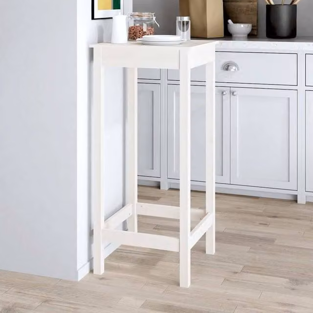 Berkfield Home Beautiful Bar Table in White Solid Wood Pine, W/D/H: 50 x 50 x 110 cm – 1