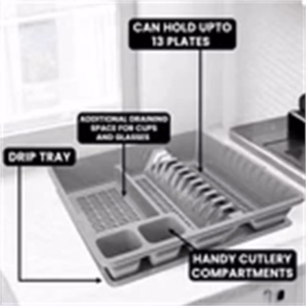 Nordara Grey Kitchen Sink Dish Drainer with Drip Tray – 3