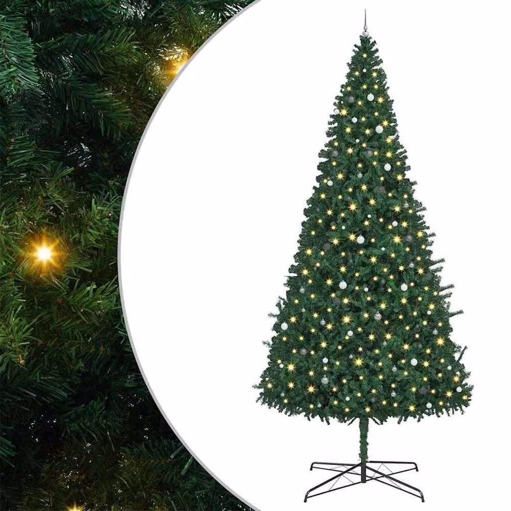 Berkfield Home Green 400 cm PVC Christmas Tree with Decorative String Lights – 2