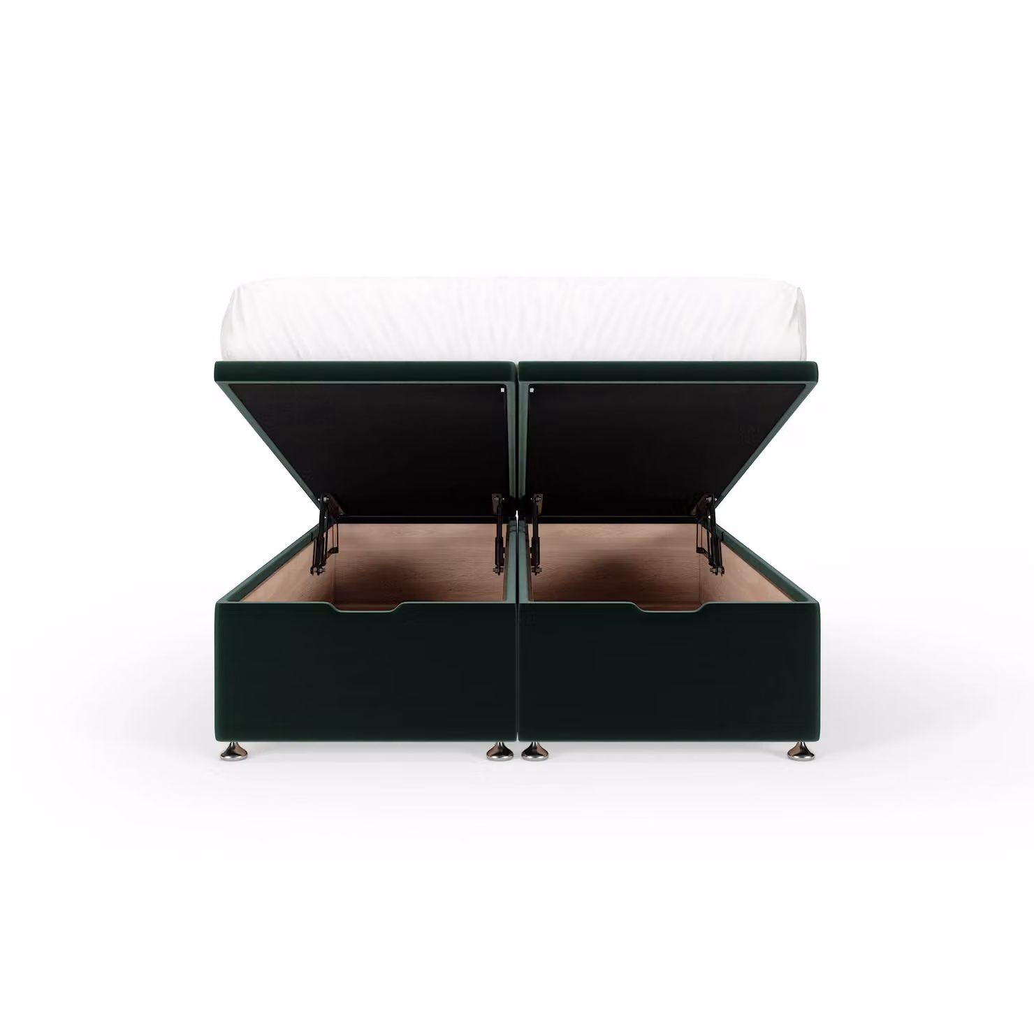 Bedmaster Plush Velvet Ottoman Divan Base and Lined Headboard in Green, W/D/H: 140 x 200 cm – 2