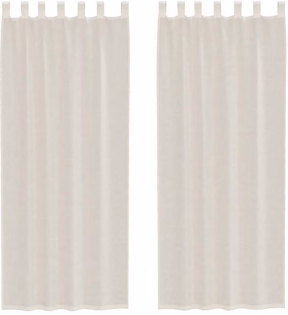 Berkfield Home Plain Voile Tab Top Curtains, 2 Pack, Beige, H: 260 cm x W: 140 cm