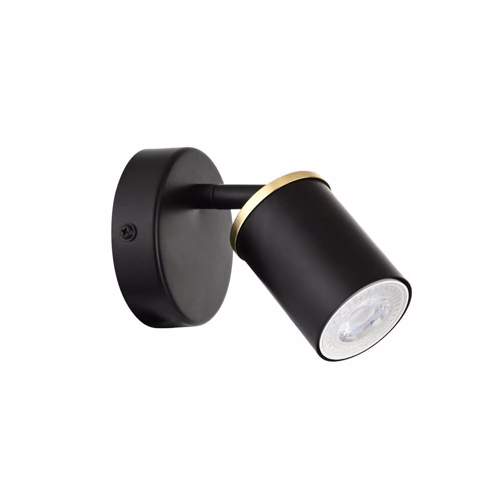 First Choice Lighting Larbert Set of 2 Black and Gold Adjustable LED Wall or Ceiling Spotlights – 2