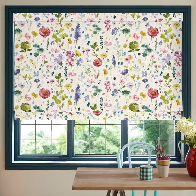 Bluebellgray Tetbury Made To Measure Blackout Roman Blind in Spring Multicolour Floral Design