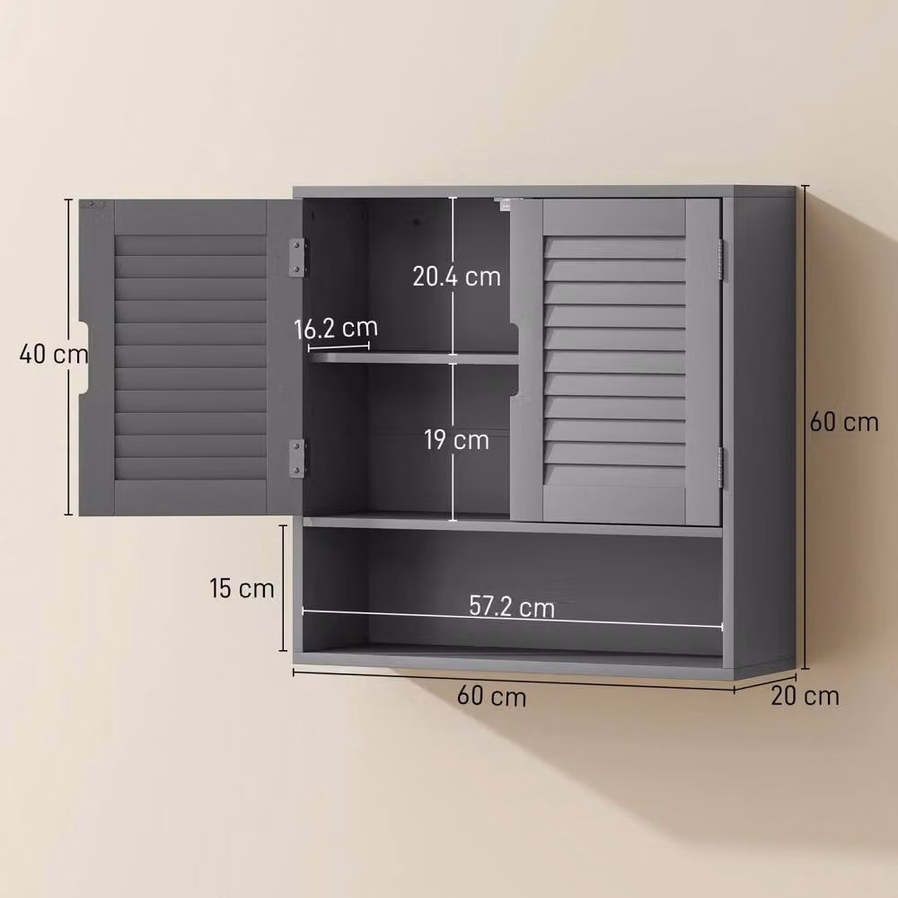 Wyld Haus Zilikane Wall Mounted Bathroom Cabinet Grey W/D/H: 60 x 20 x 60 cm – 3