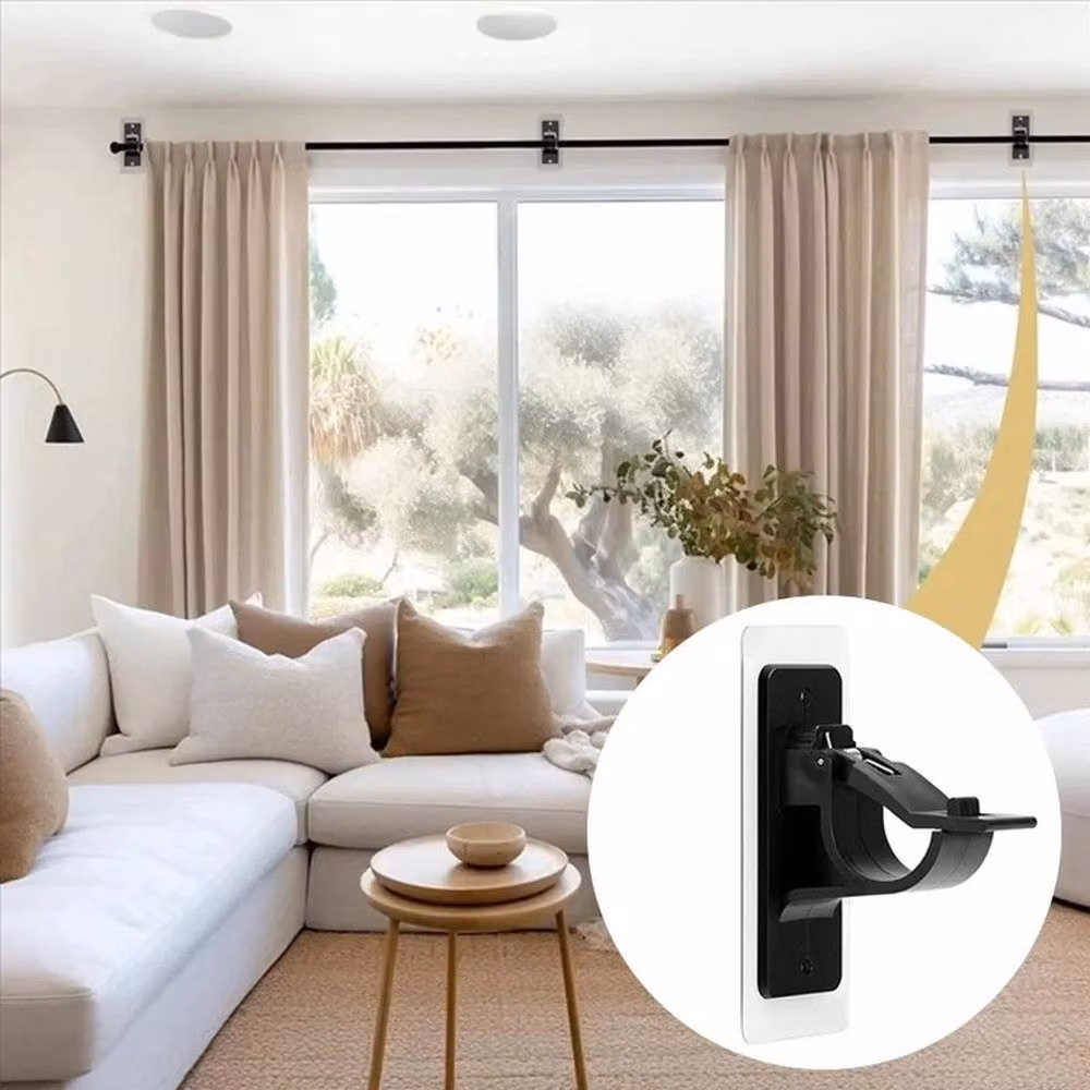 NESTLUNE 4 Piece Self Adhesive Curtain Rod Brackets in Black – 5