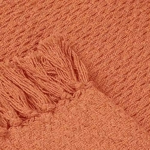 Drift Home Hayden Textured Woven Throw in Terracotta, W/D/H: 200 x 200 x 1 cm – 4