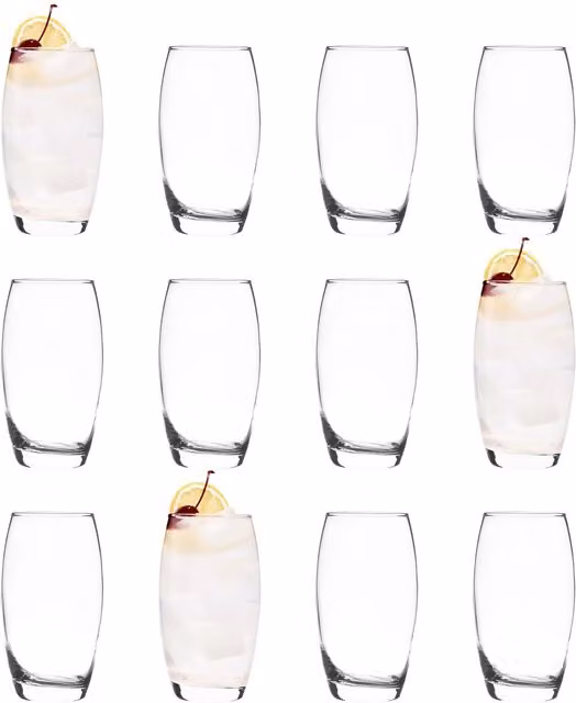 Argon Tableware Tondo Tumbler Highball Glasses, 510ml, Transparent, Pack of 12